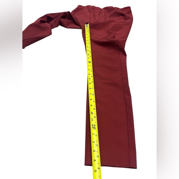THEORY Pants Navalane Back Zipper Red Straight Size 8 Elastic Waist High Waisted - Picture 8 of 12